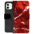 iPhone 12 prémiové puzdro na peňaženku - Červený mramor