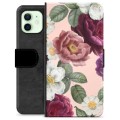 iPhone 12 prémiové puzdro na peňaženku - Romantické kvety