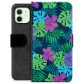 iPhone 12 prémiové puzdro na peňaženku - Tropický kvet