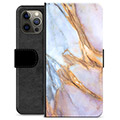 iPhone 12 Pro Max prémiové puzdro na peňaženku - Elegantný mramor