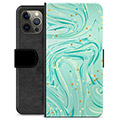 iPhone 12 Pro Max prémiové puzdro na peňaženku - Zelená mäta