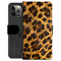 iPhone 12 Pro Max prémiové puzdro na peňaženku - Leopard