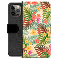 iPhone 12 Pro Max prémiové puzdro na peňaženku - Ružové kvety