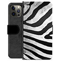 iPhone 12 Pro Max prémiové puzdro na peňaženku - Zebra