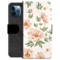 iPhone 12 Pro prémiové puzdro na peňaženku - Kvetinová