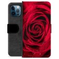 iPhone 12 Pro prémiové puzdro na peňaženku - Rose