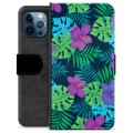 iPhone 12 Pro prémiové puzdro na peňaženku - Tropický kvet