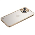 Mini kovový nárazník iPhone 13 s temperovaným sklom zadným - zlatom