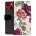 iPhone 13 Mini prémiové puzdro na peňaženku - Romantické kvety