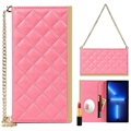 iPhone 13 mini peňaženka s make -upom zrkadlom - ružová