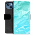 iPhone 13 prémiové puzdro na peňaženku - Modrý mramor