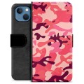 iPhone 13 prémiové puzdro na peňaženku - Ružová kamufláž