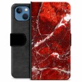 iPhone 13 prémiové puzdro na peňaženku - Červený mramor