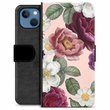 iPhone 13 prémiové puzdro na peňaženku - Romantické kvety