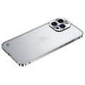 iPhone 13 Pro Max kovový nárazník s plastovou zadnou časťou - strieborné