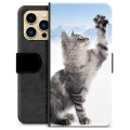 iPhone 13 Pro Max prémiové puzdro na peňaženku - Mačka