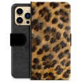 iPhone 13 Pro Max prémiové puzdro na peňaženku - Leopard