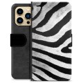 iPhone 13 Pro Max prémiové puzdro na peňaženku - Zebra