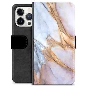 iPhone 13 Pro prémiové puzdro na peňaženku - Elegantný mramor