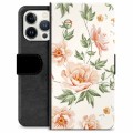 iPhone 13 Pro prémiové puzdro na peňaženku - Kvetinová