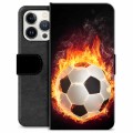 iPhone 13 Pro prémiové puzdro na peňaženku - Futbalový plameň