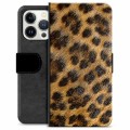iPhone 13 Pro prémiové puzdro na peňaženku - Leopard