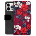 iPhone 13 Pro prémiové puzdro na peňaženku - Vintage kvety