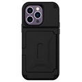 iPhone 14 Pro Hybridné Puzdro so Skrytým Zrkadlom a Slotom na Kartu