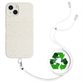 Biologicky Odbúrateľné Puzdro Série String iPhone 14 s Popruhom - Biely