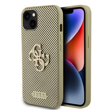 iPhone 15 Guess Perforované 4G logo s trblietkami - zlaté