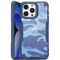 iPhone 15 Plus Anti-Shock Hybridné Puzdro - Kamufláž - Modrá