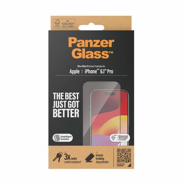 Ochrana obrazovky z tvrdeného skla iPhone 15 Pro PanzerGlass Ultra-Wide Fit EasyAligner - Čierny okraj