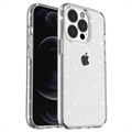 Štýlové hybridné puzdro série Glitter na iPhone 15 Pro – biely