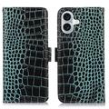 Crocodile Séria iPhone 16 Kožené Puzdro na Peňaženku s RFID