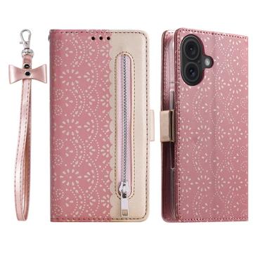 iPhone 16 Lace Pattern Wallet Case