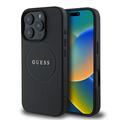 iPhone 16 Pro Guess Grained Classic Logo Hybrid Case - MagSafe Compatible - Black