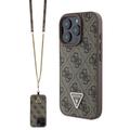 iPhone 16 Pro Max Guess 4G Strass Triangle Metal Logo Case with Crossbody Strap