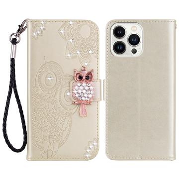 iPhone 16 Pro Max Owl Rhinestone Wallet Case