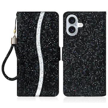 iPhone 16 Stylish Glitter Wallet Case