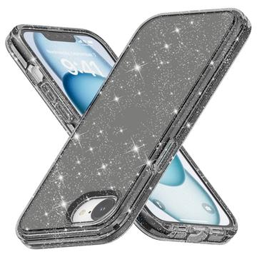 Štýlové hybridné puzdro série Glitter na iPhone 16e - Čierna