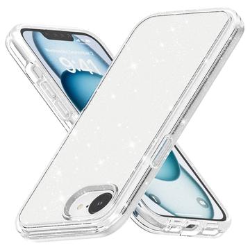 Štýlové hybridné puzdro série Glitter na iPhone 16e – Biely