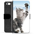 iPhone 5/5S/SE prémiové puzdro na peňaženku - Mačka