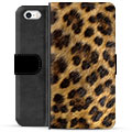 iPhone 5/5S/SE prémiové puzdro na peňaženku - Leopard
