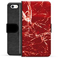 iPhone 5/5S/SE prémiové puzdro na peňaženku - Červený mramor