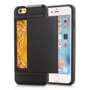 iPhone 7, iPhone 8, iPhone SE (2020), iPhone SE (2022) Hybrid Case with Sliding Card Slot - Black