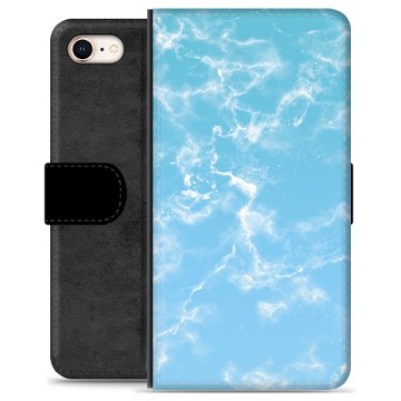 iPhone 7/8/SE (2020)/SE (2022) prémiové puzdro na peňaženku - Modrý mramor