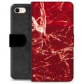 iPhone 7/8/SE (2020)/SE (2022) prémiové puzdro na peňaženku - Červený mramor