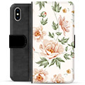 iPhone X / iPhone XS prémiové puzdro na peňaženku - Kvetinová
