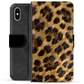 iPhone X / iPhone XS prémiové puzdro na peňaženku - Leopard