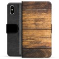 iPhone X / iPhone XS prémiové puzdro na peňaženku - Drevo
